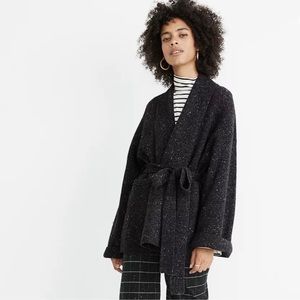 Madewell Donegal Kent Marled Grey Wool Blend Cardigan Sweater, Extra Small